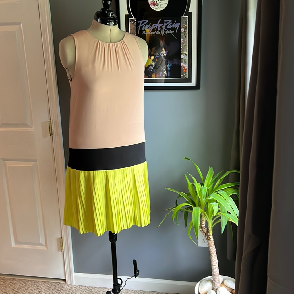 W118 By Walter Baker: Drop Waist Dress, Nude And Neon With A Black Waist.